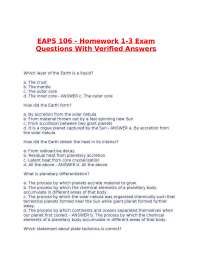 EAPS 106 - Homework 1-3 Exam Questions With Verified Answers.