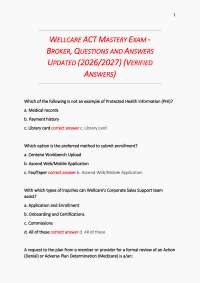 Wellcare Act Mastery Exam 2026/2027: Broker Q&A | Updated Study Guide