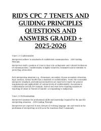 RID’s CPC 7 Tenets and Guiding Principles Questions and Answers (Graded A+ 2025–2026)