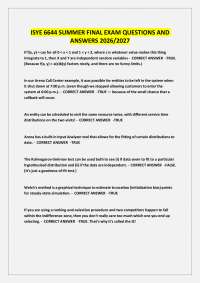 ISYE 6644 SUMMER FINAL EXAM QUESTIONS AND ANSWERS 2026/2027