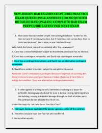 NEW JERSEY BAR EXAMINATION (UBE) PRACTICE EXAM QUESTIONS & ANSWERS | 100 MCQS WITH DETAI