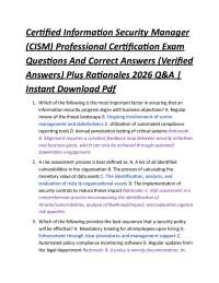 Certified Information Security Manager (CISM) Professional Certification Exam Questions