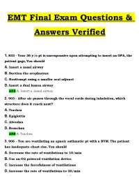 EMT Final Exam Questions & Answers (PDF) | 2026 Verified NREMT Exam Prep