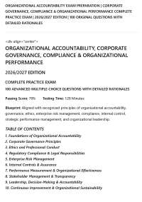 ORGANIZATIONAL ACCOUNTABILITY EXAM PREPARATION | CORPORATE GOVERNANCE, COMPLIANCE & ORGANI
