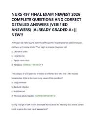 NURS 497 FINAL EXAM NEWEST 2026 COMPLETE QUESTIONS AND CORRECT DETAILED ANSWERS 2026