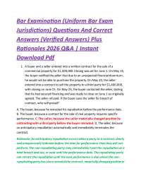 Bar Examination (Uniform Bar Exam Jurisdictions) Questions And Correct Answers