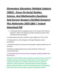 Elementary Education: Multiple Subjects  (5001) - Focus On Social Studies,  Science,