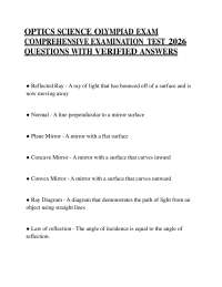 OPTICS SCIENCE OLYMPIAD EXAM COMPREHENSIVE EXAMINATION TEST 2026 QUESTIONS WITH ANSWERS