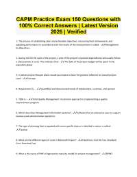 CAPM Practice Exam 150 Questions & Answers | 100% Correct Verified 2026