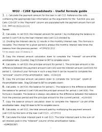 WGU - C268 Spreadsheets - Useful formula guide