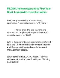 MLGW Lineman Apprentice First Year Book 1 exam with correct answers