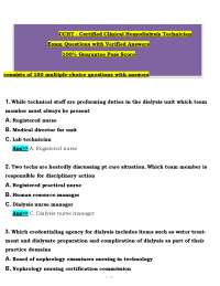 CCHT Certified Clinical Hemodialysis Technician Exam (PDF) | 150 Practice Q&A