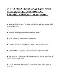 OPTICS SCIENCE OLYMPIAD EXAM STUDY SHEET 2026 FULL QUESTIONS AND VERIFIED ANSWERS