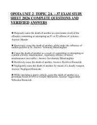 OPOTA UNIT 2 TOPIC 2A – 37 EXAM STUDY SHEET 2026 COMPLETE QUESTIONS AND VERIFIED ANSWERS