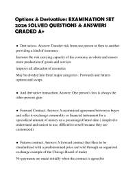Options & Derivatives EXAMINATION SET 2026 SOLVED QUESTIONS & ANSWERS GRADED A+