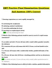 EMT Practice Final Examination Questions & Answers (PDF) | 2026 NREMT Prep