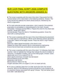 NUR 1229 FINAL SCRIPT 2026 COMPLETE QUESTIONS WITH ANSWERS GRADED A+
