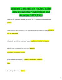 Sitecore Certification Review Exam (actual 2026/2027) Questions and Answers 100% Pass Na