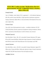 NUR 198: Cardiovascular Medications Review- QUESTIONS WITH VERIFIED SOLUTIONS | 2026 UPDAT