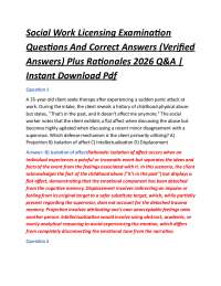 Social Work Licensing Examination Questions And Correct Answers (Verified Answers)