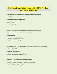 food safety manager exam with 100% Verified solutions 2026 Rated A+