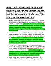 CompTIA Security+ Certification Exam Practice Questions And Correct Answers