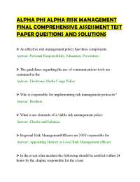 ALPHA PHI ALPHA RISK MANAGEMENT FINAL COMPREHENSIVE ASSESSMENT TEST PAPER QUESTIONS AND SO