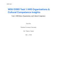 WGU D390 Task 1: HHS Organizations & Cultural Competence Insights