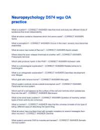 Neuropsychology D574 wgu OA practice Questions With 100% Correct Answers.
