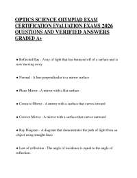 OPTICS SCIENCE OLYMPIAD EXAM CERTIFICATION EVALUATION EXAMS 2026 QUESTIONS AND ANSWERS
