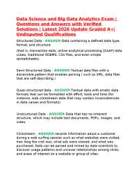 Data Science and Big Data Analytics Exam | Questions and Answers with Verified Solutions |