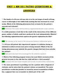 MN 551 Pathophysiology Unit 1 Questions & Answers (PDF) | 2026 Exam Prep