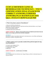 CCHT (CERTIFIED CLINICAL HEMODIALYSIS TECHNICIAN – NNCC) CERTIFICATION FINAL EXAM