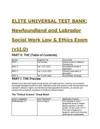 2026/2027 ELITE NewfoundLand Social Work Law & Ethics Exam Test Bank (33+ Q&A)