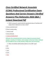 Cisco Certified Network Associate (CCNA) Professional Certification Exam Questions