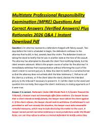 Multistate Professional Responsibility Examination (MPRE) Questions And Correct Answers