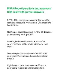 MSFA Rope Operations and awarness CH 1 exam with correct answers