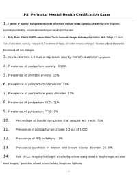 PSI Perinatal Mental Health Certification Exam