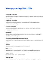 Neuropsychology WGU D574 Questions With Correct Solutions, Already Passed!!