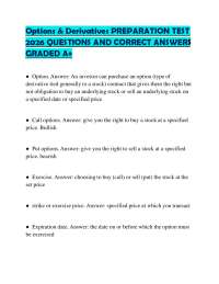 Options & Derivatives PREPARATION TEST 2026 QUESTIONS AND CORRECT ANSWERS GRADED A+