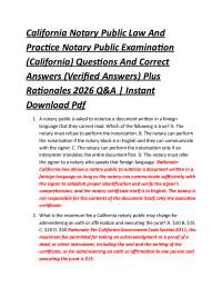 California Notary Public Law And Practice Notary Public Examination (California)