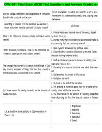 CWV-101 Final Exam (GCU) Test Questions and Answers Graded A+