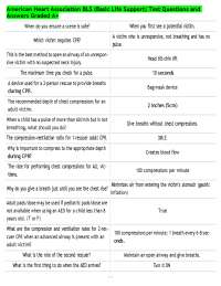 American Heart Association BLS (Basic Life Support) Test Questions and Answers Graded A+