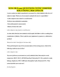 NUR 198 Exam QUESTIONS WITH VERIFIED SOLUTIONS | 2026 UPDATE