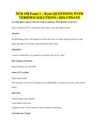 NUR 198 Exam 1 – Ryno QUESTIONS WITH VERIFIED SOLUTIONS | 2026 UPDATE