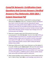 CompTIA Network+ Certification Exam Questions And Correct Answers (Verified Answers)