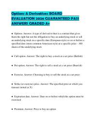 Options & Derivatives BOARD EVALUATION 2026 GUARANTEED PASS ANSWERS GRADED A+