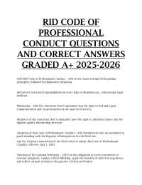 RID Code of Professional Conduct Questions & Correct Answers (2025–2026)