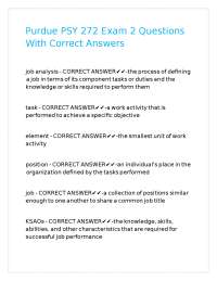 Purdue PSY 272 Exam 2 Questions With Correct Answers.