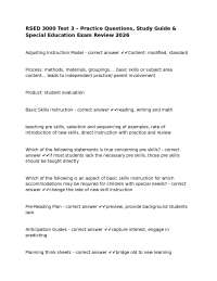 RSED 3000 Test 3 – Practice Questions, Study Guide & Special Education Exam Review 2026-9.